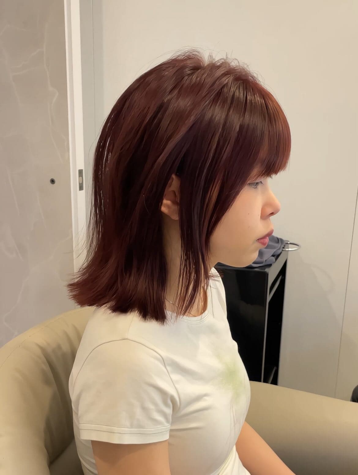 焦糖粉棕層次中長髮